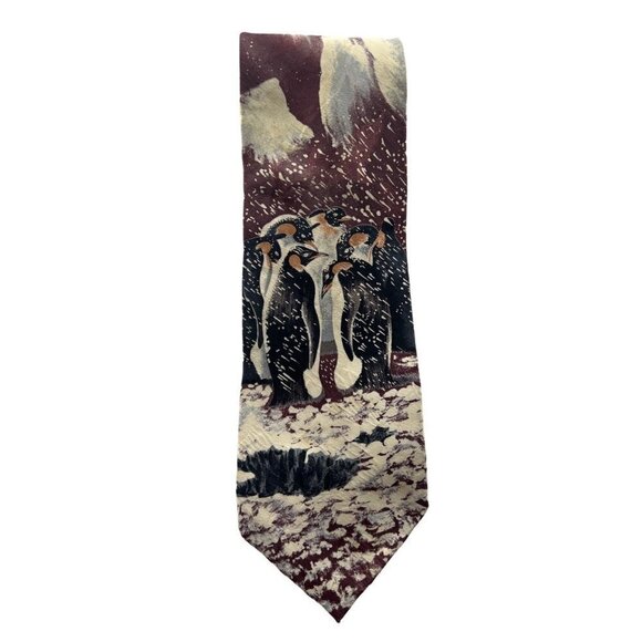 Endangered Species "King of the Cold" King Penguin 100% Silk Tie Made in USA - Picture 1 of 3
